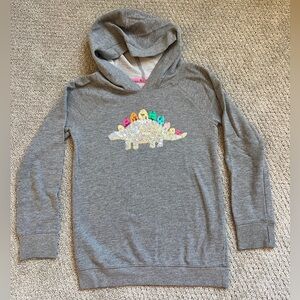 EUC Grey Sequin / Sparkly Dinosaur Hoodie / Sweatshirt.